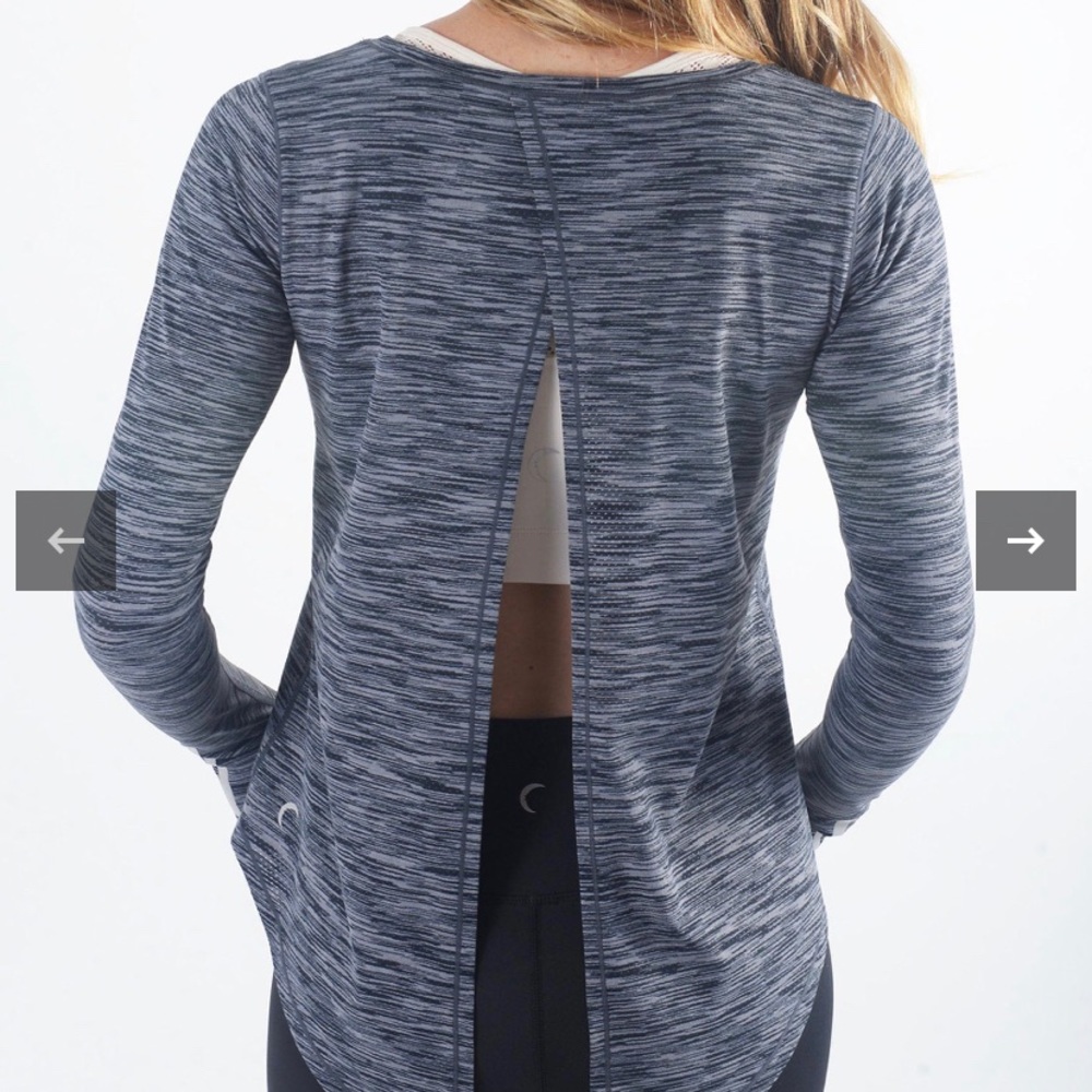 Zyia Charcoal Split Back Long Sleeve T - Picture 3 of 8